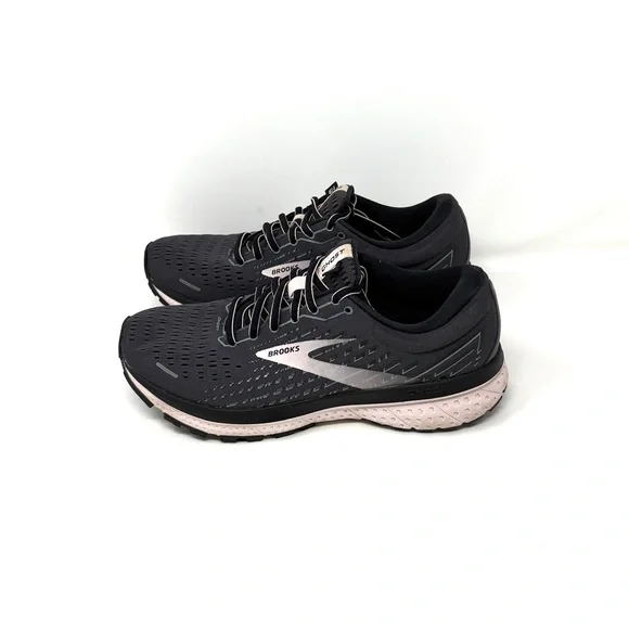 Brooks Ghost 13 Pale Pink & Dark Charcoal Grey Ombré Athletic Shoes - Picture 1 of 11
